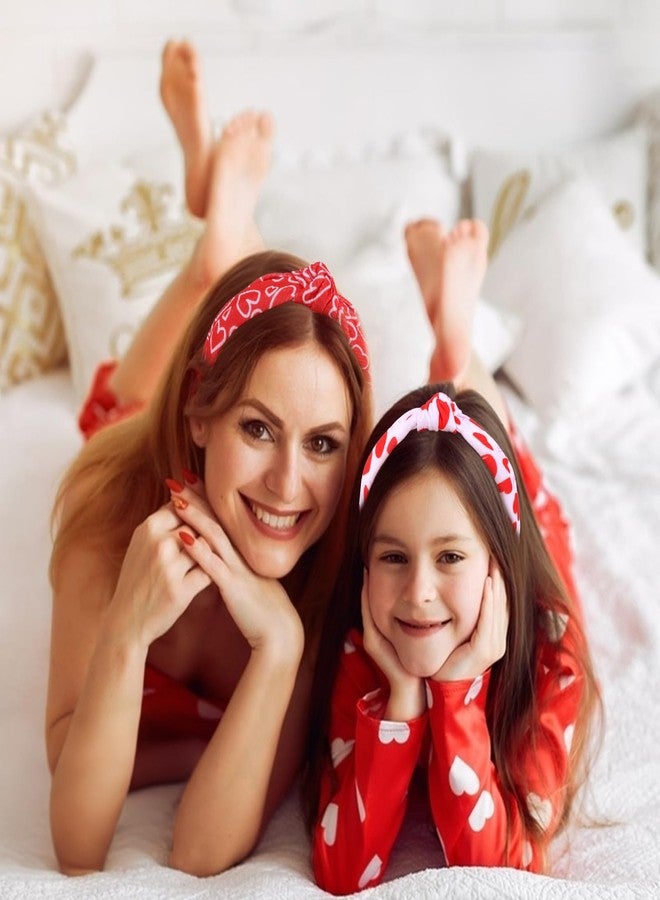 AMCAMI 2PCS Valentine's Day Headband for Women,Red Love Heart Headband,Wide Knot Fabric Hair Hoop Hair Accessory for Party & Gifts - Image 4